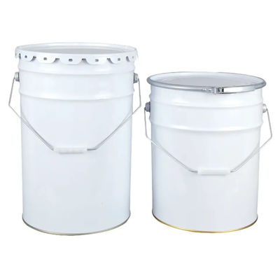 กลม 16L เปิดหัวถังกับภายในไม่บรรจุและมือโลหะสีขาว